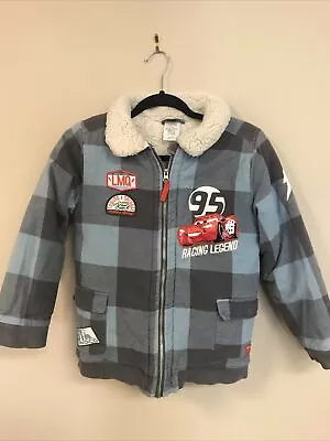 Boys Disney Pixar Lightning McQueen Blue/Gray Wool Zip Up Jacket Size 9/10 • $22.90