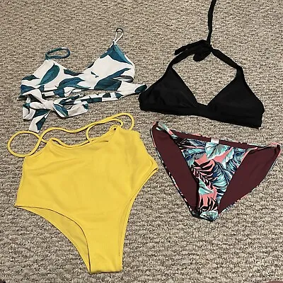 Swimsuits Bikini Lot Sets Tops Bottoms Size Medium Zaful Roxy Black Yellow • $19.95