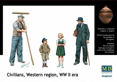  Masterbox 1:35 Scale Model Figures Kit Peasants Western Europe WWII 	 MAS3567  • £12.18