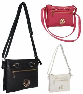 Ladies Handbag Cross Body Double Pocket Bag Women Shoulder Over Bags Double Zip • £9.99