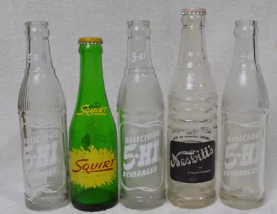 LOT Plentywood Montana Soda Bottles ACL Embossed 5-Hi Beverages Nesbitt's Squirt • $49