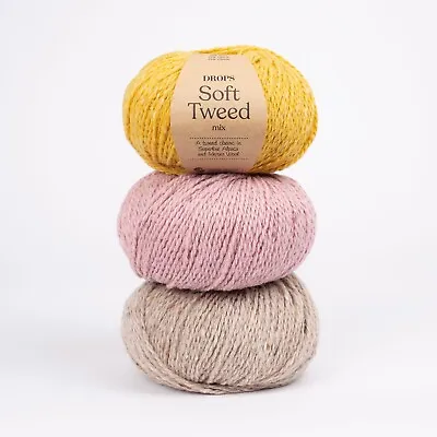 Alpaca Merino Tweed Yarn DK Knitting Wool Rustic Drops SOFT TWEED • £4.40