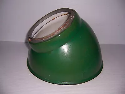 Vintage Green Porcelain Enamel 12  Angled Light Lamp Shade Barn Gas Station. • $79.99