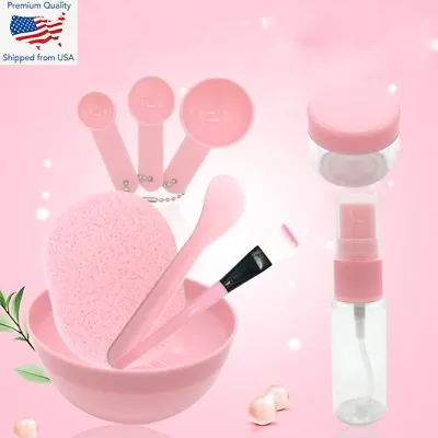 9 In 1 Facial Mask Mixing Bowl Kit Brush Spoon Stick Tool Face Care DIY Travel • $6.99