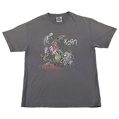 $89.16 • Buy Vintage Korn T Shirt Untouchables Concert Tour 2002 Size Large Gray Distressed