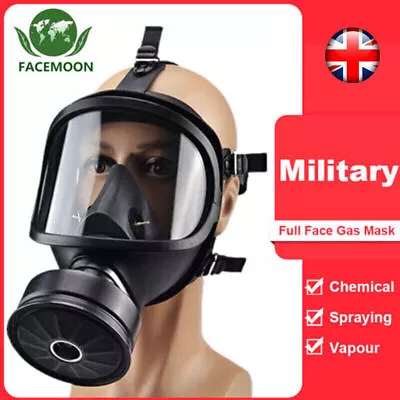 Chemical Gas Face Mask Full Face Protection Respirator Safety Filter Military UK • £55.14