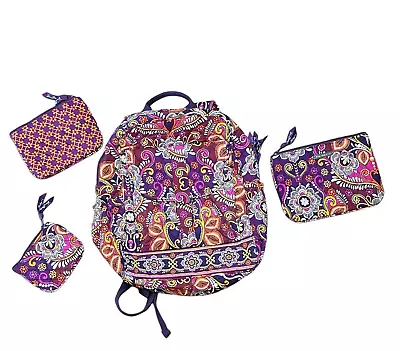 Vera Bradley Paisley Multicolor Student Backpack With Accessories EUC • $37.97