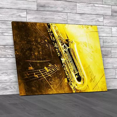 Music Saxophone Yellow Canvas Print Large Picture Wall Art • £14.95