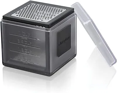 Microplane Cube Multi Grater With 3 Blades Fine Coarse & Stainless Ribbon| Black • £18.99