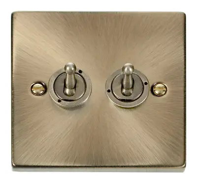 £14 • Buy Click Deco Antique Brass 2 Gang 2 Way Toggle Switch VPAB422
