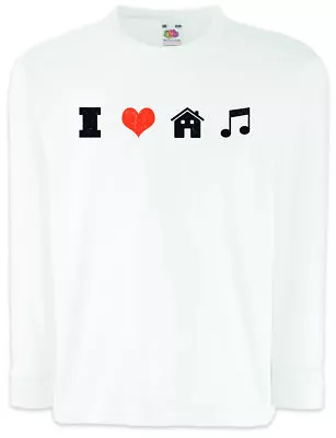 I LOVE HOUSE MUSIC Kids Long Sleeve T-Shirt Electro Dance Techno Disco Club • £19.95