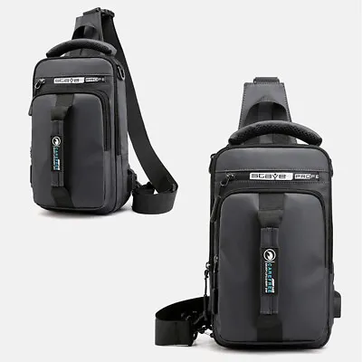 Anti-Theft Men's Sling Crossbody Bag Chest Shoulder Messenger Backpack USB Port • $13.95