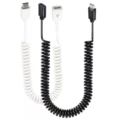 Micro USB B 5Pin Male To Female Coiled Fast Charging Extension Cable 1m • £4.99