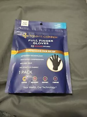 Tommie Copper - Unisex Compression Infrared Full Finger Gloves - Black • $9