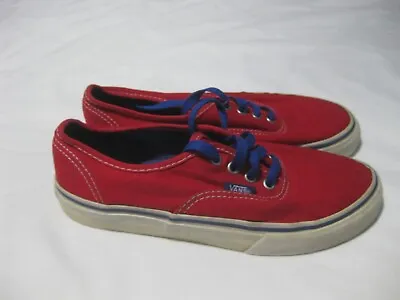 Vans Off The Wall Red/Blue Canvas Casual Lace Up Shoes Child Kids Size US 3 • $12