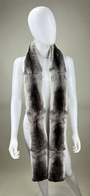 $475 • Buy EMPRESS CHINCHILLA Real Fur Scarf Wrap Stole Coat Collar 