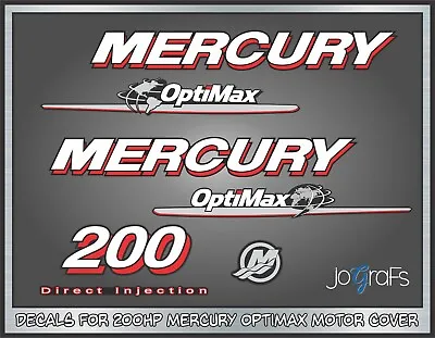 Mercury 200hp Optimax Decal Kit - Outboard Engine Replacement Die-Cut Stickers • $60.88