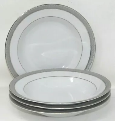 Mikasa Platinum Crown Fine China L3428 Set Lot Of 4 Rimmed Soup Bowls 8 1/2  • $28.99