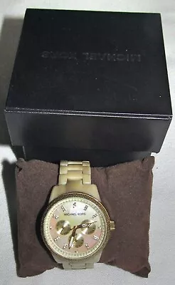 Michael Kors Jet Set Ritz Horn MK5039 Gold Crystal Watch With Box & New Battery • $99.92