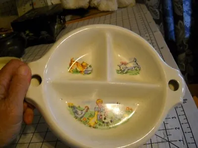 Vintage 3 Compartment Divided Warming Baby Plate. Farm Life Pets. Unbranded • £9.49