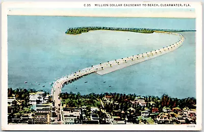 Clearwater Florida Million Dolalr Causeway To Beach USA Linen Vintage Postcard • $3.86