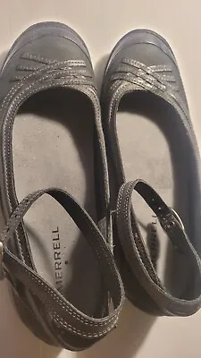 Merrell Plaza Black Leather May Jane Buckle Strap Shoes Womens Size 8 • $25.29