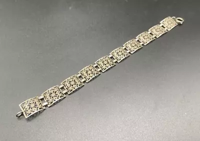 Vintage Sterling Silver Decorative 7” Link Bracelet • $42