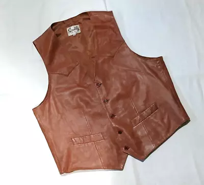 Vintage Men's Scully Western Style Leather Vest Sz 44 Glove Soft Leather • $15.99