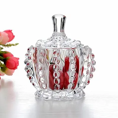 130ml Crystal Glass Sugar Diamond Style Candy Jar Sweet Serving Pot • £7.99