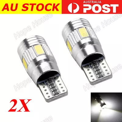 2pc White T10 6SMD LED W5w Car Dash Tail Side Park Light Super Bright Canbus 12V • $7.30