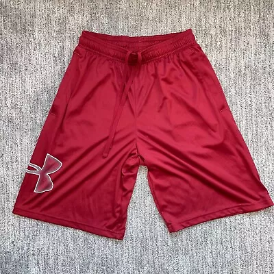 Under Armour Men's UA Tech Graphic Shorts Red Maroon Loose Heatgear Size S • $0.99