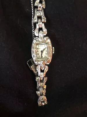 Vintage Hamilton Womens Watch 14k White Gold And Diamonds • $200