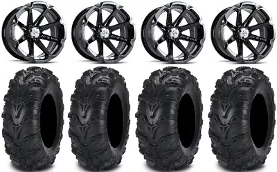 MSA Black Diesel 14  ATV Wheels 27  Mud Lite II Tires Kawasaki Brute Force IRS • $1178.48