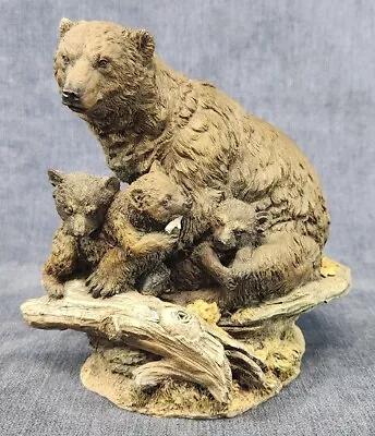 Roman Inc Figurine Sculpture Of Mother Bear & 3 Cubs On Rocks Vintage 2003 U-10I • $25