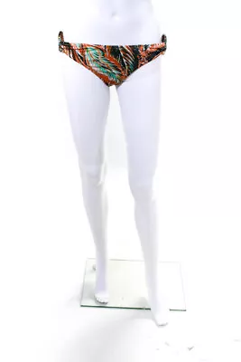 Milly Womens Graphic Plant Round Ring Sides Swimwear Bikini Bottom Orange Size S • $34.81
