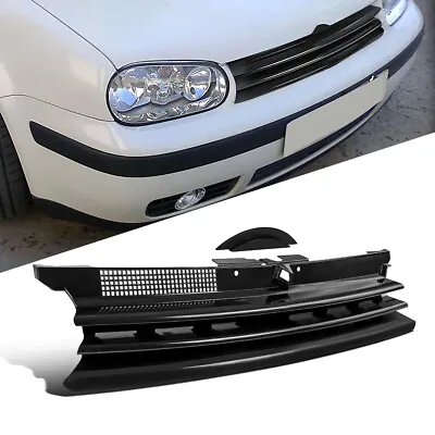 Fits 99-06 VW Golf GTI MK4 Badgeless Style Black Front Bumper Hood Grille ABS • $75