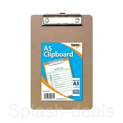 A5 Wooden Clipboard Masonite - Extra Strong Small Clip Board - Heavy Duty Clip  • £2.79