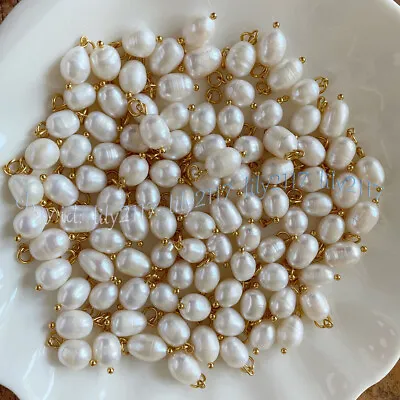 Wholesale 7-10mm Natural White Freshwater Rice Pearl Pendants Jewelry Making • $7.99