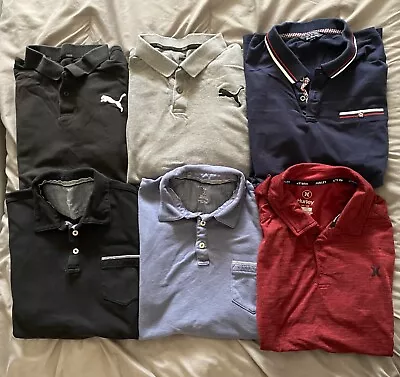 Pre-Owned Mens Short Sleeve Polo Shirt Lot Size Large - Puma Tahari Hurley Ben • $34.99