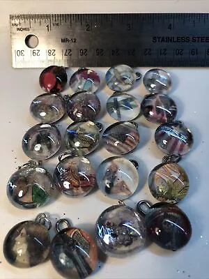 20 Each Craft Supply Lot Round Glass Cabochon W/Various Scenes Flat Back Mosaic  • $5