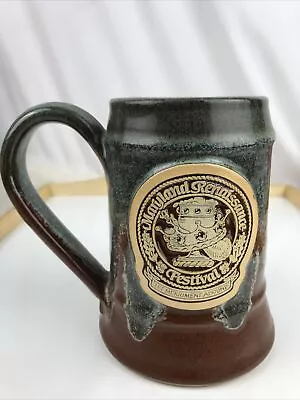 Maryland Renaissance Festival Pottery Drip Glaze Mug GreyFox Pottery 2011 • $15