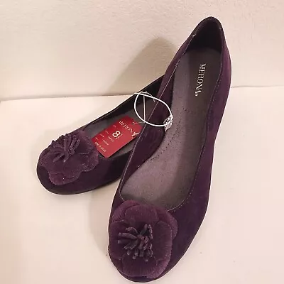 Merona Women's Purple Fabric Upper Flower Top Ballet Flats Shoes Size 8 1/2 M  • $16.99