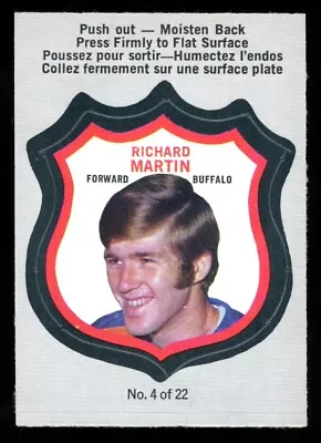 1972-73 OPC O PEE CHEE #4 Richard Martin NM Player Crest Buffalo Sabres • $29.99