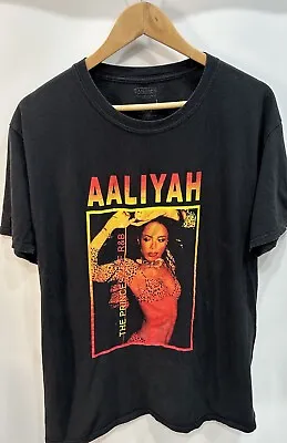 Aaliyah Women's Black Short Sleeve T Shirt Graphic Tee Logo Size L • $26