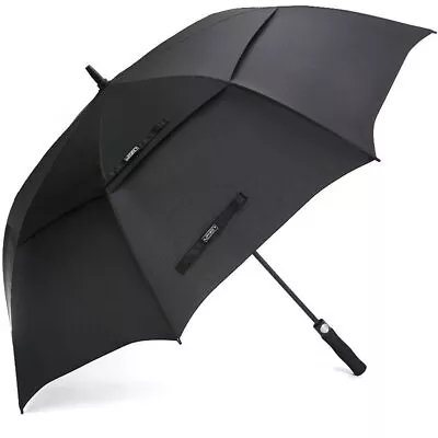 Large Golf Umbrella 62 Inch Double Canopy Vented Oversize Windproof Rain Black • $27.15