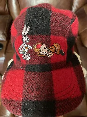 BUGS BUNNY ELMER FUDD Hat Looney Tunes 1990s Vintage Trapper Ear Flaps One Size • $24.99