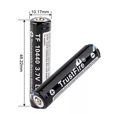 Trustfire 4X 10440 600mAh Lithium Battery 3.7V Rechargeable Li-ion Battery D • £17.69