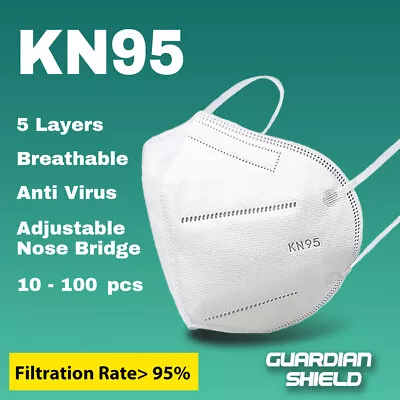 10-100 KN95 N95 Mask Disposable Particulate Respirator Face Masks 5 Layers White • $19.80