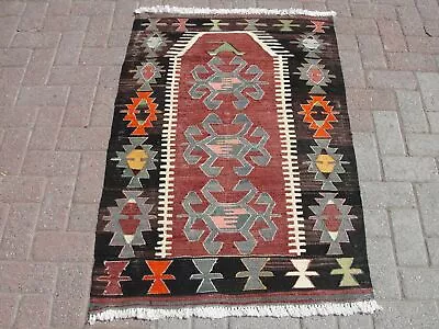 Area Kilim Rug Vintage Kilim Rug Turkish Red Rug Large Rug Room Rug • $264.76