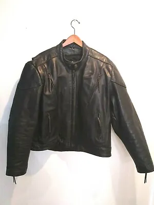 LEATHER KING BIKER MOTORCYCLE JACKET  Padded Elbowshoulder & Tail MEN'S 52 2XL • $199.99